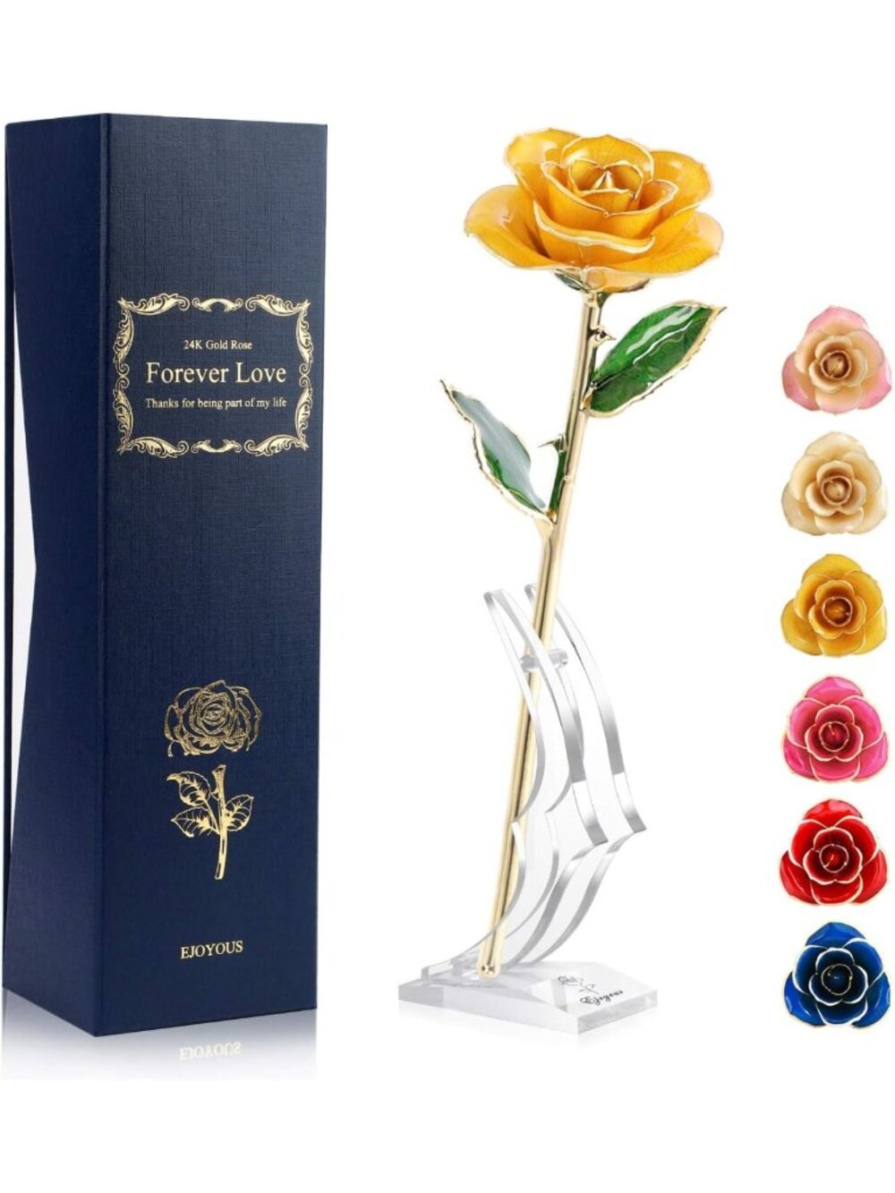 24K Gold Dipped Yellow Rose with Stand - Forever Blooming Gift for Her
